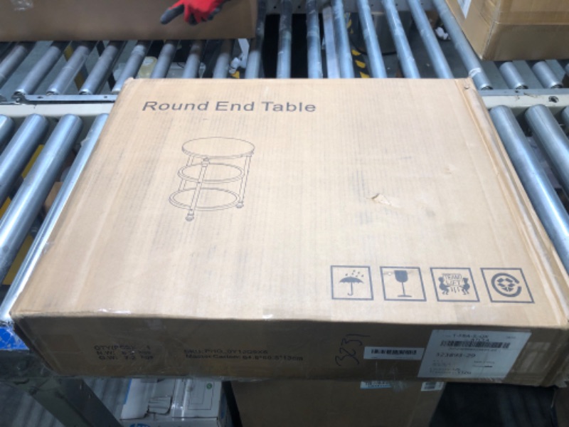 Photo 1 of IDEALHOUSE End Table 3-Tier Round Side Table Living Room Accent Table with Storage Shelf and Metal Industrial Wood Bed Side Table/Night Stand for Bedroom, Small Spaces, Rustic Brown (Style A-Brown)