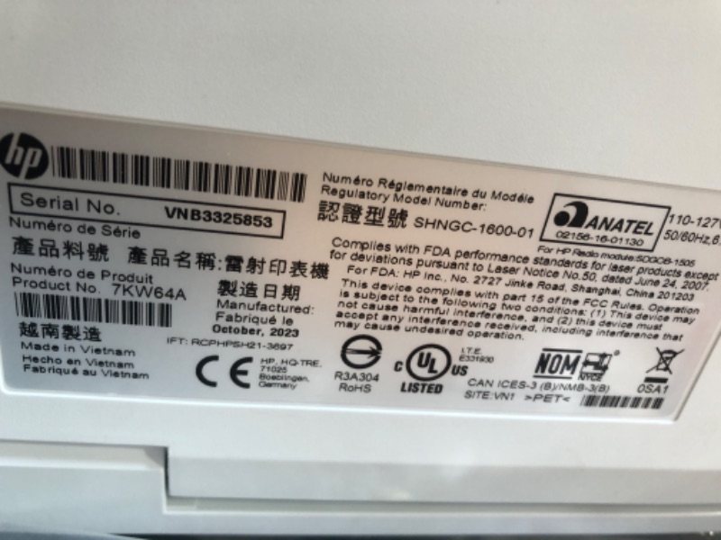 Photo 1 of HP LaserJet Pro 3001dw Wireless Black & White Printer
