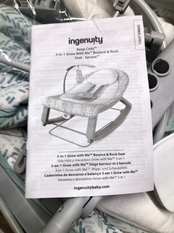 Photo 3 of *****USED***** 
Ingenuity 3-in-1 Spruce Ages Keep Cozy Grow with Me Bouncer & Rocker Infant to Toddler Seat - Each