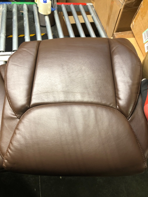 Photo 1 of Amazon Basics Classic Puresoft PU Padded Mid-Back Office Computer Desk Chair with Armrest - Brown, 25.75"D x 24.25"W x 42.25"H