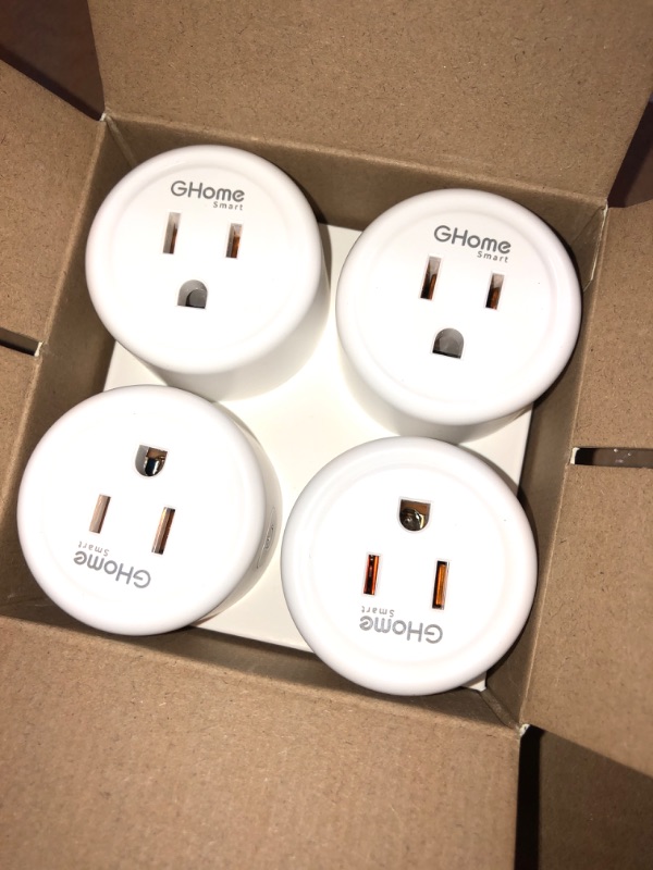 Photo 3 of GHome Smart Mini Plug Compatible with Alexa and Google Home, WiFi Outlet Socket Remote Control with Timer Function, Only Supports 2.4GHz Network, No Hub Required, ETL FCC Listed (4 Pack), White Smart Mini Plug 4 Pack