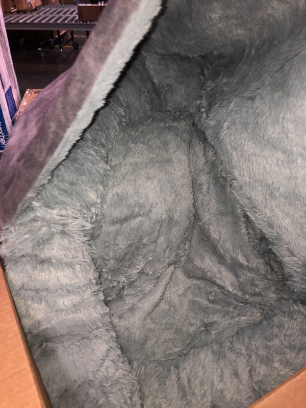 Photo 3 of **NEEDS CLEANED** **USED** Cozy Soft Dog Bed with Hooded Blanket Warm Calming Cat Cave for Small Medium Dogs and Cats, Non-Slip Bottom & Machine Washable Pet Beds, Grey 26x26x7? 26"x26"x7" Grey