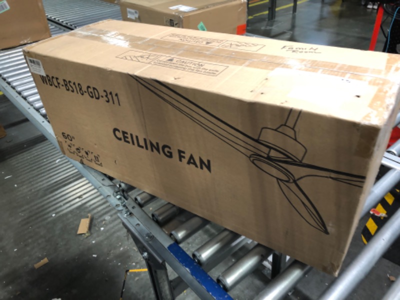 Photo 1 of WINGBO 60 Inch DC Ceiling Fan without Lights, 3 Reversible Carved Solid Wood Blades, 6-Speed Noiseless DC Motor, Ceiling Fan No Light with Remote, Brushed Nickel Finish with Gray Blades, ETL Listed 60" DC ceiling fan no light Gray