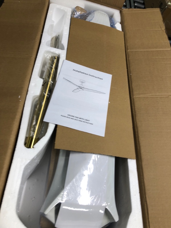 Photo 1 of WINGBO 60 Inch DC Ceiling Fan without Lights, 3 Reversible Carved Solid Wood Blades, 6-Speed Noiseless DC Motor, Ceiling Fan No Light with Remote, Brushed Nickel Finish with Gray Blades, ETL Listed 60" DC ceiling fan no light Gray