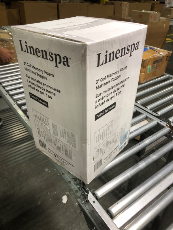 Photo 1 of LINENSPA 3 Inch Gel Infused Memory Foam Twin Mattress Topper & Waterproof Bed Bug Proof Encasement Protector - Blocks Out Liquids, Bed Bugs, Dust Mites and Allergens Twin 3 Inch Topper + Protector