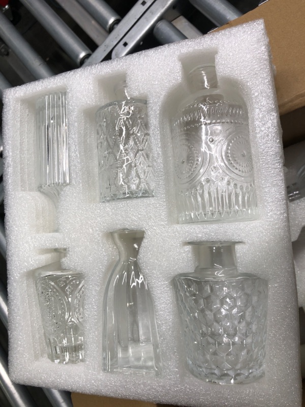 Photo 3 of 12pcs Glass  Vase Set, Small Clear Flower Vases for Centerpieces in Bulk, Mini Vintage Vase for Wedding, Home,Table Decoration