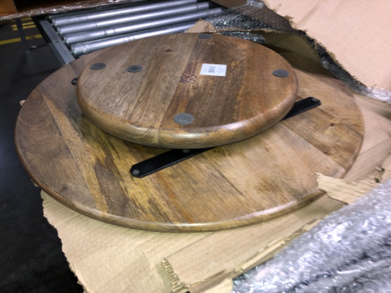 Photo 3 of 22-Inch Diameter Metal-Inlaid Wood Heritage Lazy Susan