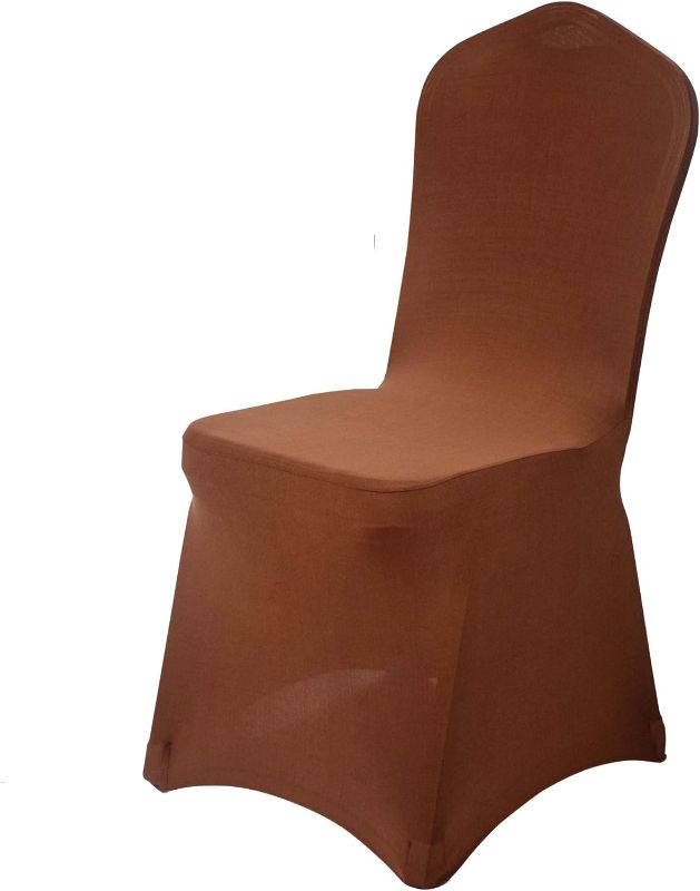 Photo 1 of 20 PCS Dark Coffee Spandex Dining Room Chair Covers for Living Room - Universal Stretch Chair Slipcovers Protector for Wedding, Banquet, and Party (Dark Coffee, 20)