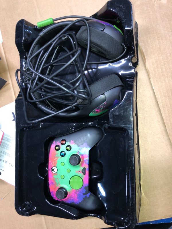 Photo 3 of PDP Space Dust Bundle Pack: Rematch Glow Advanced Wired Controller & AIRLITE Glow Wired Headset for Xbox Series X|S, Xbox One, & Windows 10/11 PC, Licensed for Xbox Controller + Headset Space Dust (Glow in the Dark)