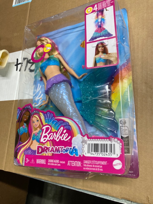 Photo 1 of Barbie Mermaid Doll with Water-Activated Twinkle Light-Up Tail, Dreamtopia Mermaid Toys, Pink-Streaked Hair????