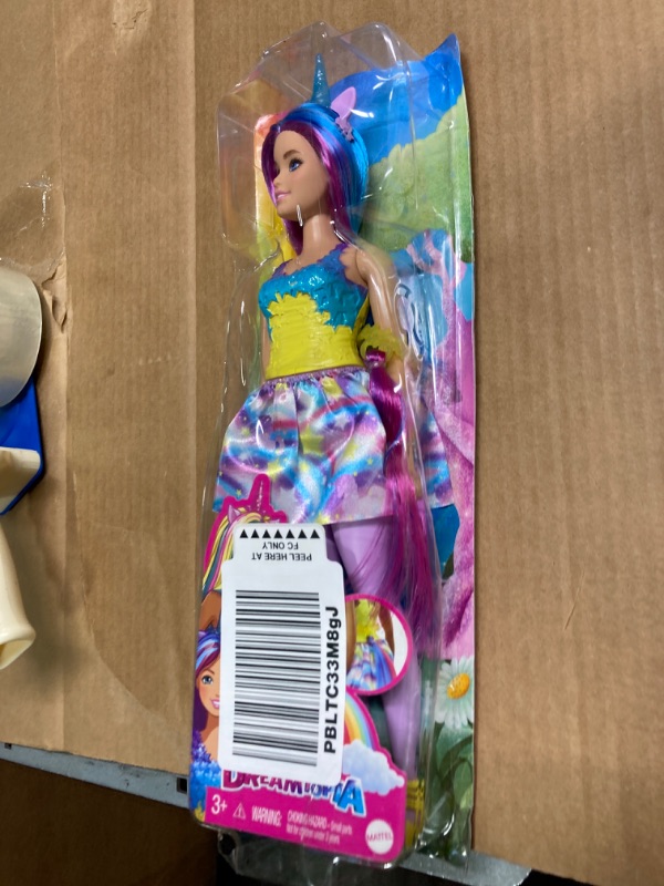 Photo 1 of Barbie Dreamtopia Unicorn Doll (Curvy, Blue & Purple Hair), with Skirt, Removable Unicorn Tail & Headband, Toy for Kids Ages 3 Years Old and Up