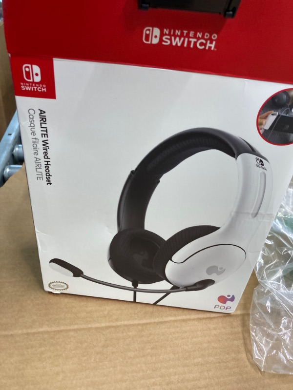 Photo 3 of PDP Gaming AIRLITE Stereo Headset with Mic for Nintendo Switch/Switch Lite/OLED - Wired Power Noise Cancelling Microphone, Lightweight, Soft Comfort On Ear Headphones (Black & White)