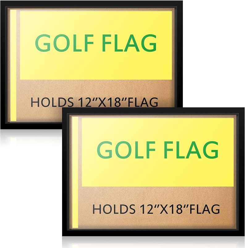 Photo 1 of 2 Pieces Golf Flag Frame for 12'' x 18'' Golf Flag Compact Black Photo Frame for Boat Golf Garden Flags, Flag Not Included