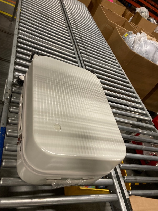 Photo 1 of **DAMAGE** mixi Checked Luggage with Cup Phone Holder Hard Shell Rolling Travel Suitcases with Spinner Wheels,26 Inch Smoke White Smoke White 26-inch