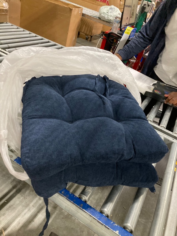 Photo 1 of Tromlycs Indoor Rocking Chair Cushion for Rocking Chair Pads Back and Seat Sets with Ties 2 Piece Navy Blue Noble Blue