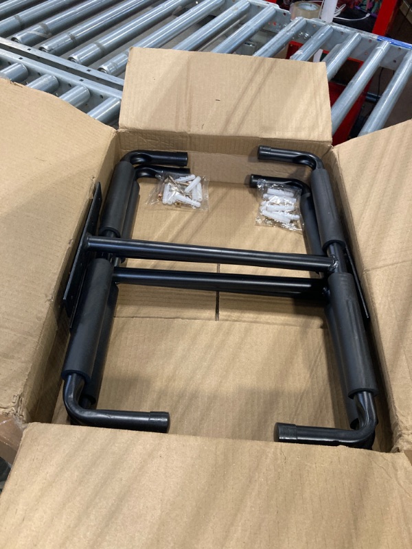 Photo 1 of Ihomepark Overhead Garage Storage Rack, Heavy Duty Ceiling Mounted Garage Hooks Utility Hanger for Lumber Bike Tools(4 Pack, Black) 4 Pack Black