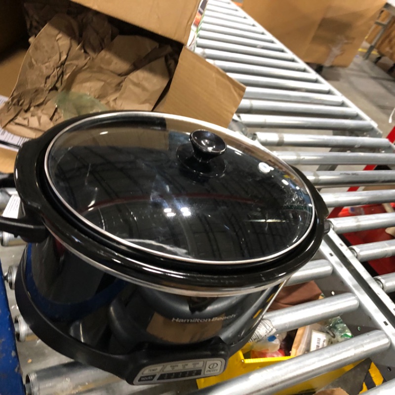 Photo 3 of ***FOR PARTS ONLY - ALL SALES ARE FINAL***
Hamilton Beach Programmable Slow Cooker with Three Temperature Settings, 7-Quart + Lid Latch Strap, Black & 4-Quart Programmable Slow Cooker With Dishwasher-Safe Crock and Lid, Silver (33443)