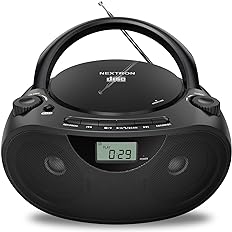 Photo 1 of Bluetooth Small CD Player, Herneum Rechargeable Boombox with Remote Control, FM Radio, Stereo Sound System, USB Drive, Aux in, Headphones Jack, Portable CD Player for Home/Garden/Party (Black)