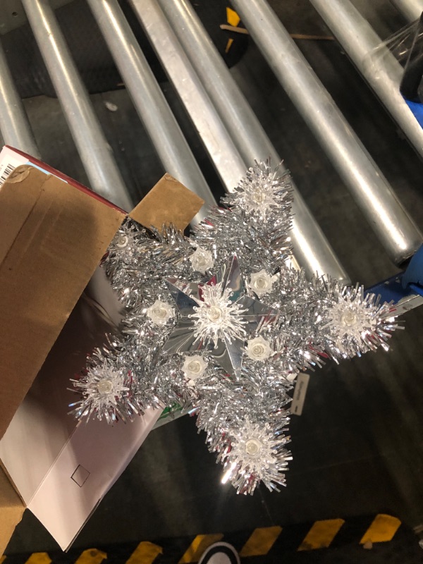 Photo 1 of 9" Lighted Silver Star Christmas Tree Topper - Multicolor Lights
