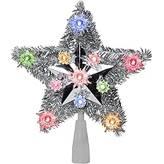 Photo 1 of 9" Lighted Silver Star Christmas Tree Topper - Multicolor Lights
