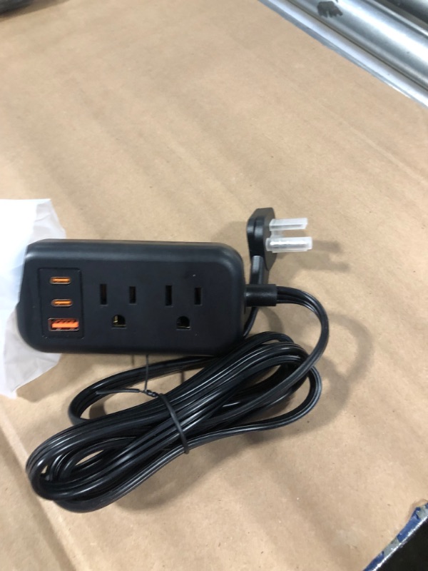 Photo 2 of 30W Power Strip USB C,5ft Black Extension Cord with USB C Ports, Small Portable Power Strip for Travel Home, Flat Plug 4 Outlet 3 USB Ports PD Fast Charging Cruise Power Strip Cruise Approved 5 FT 30W USB-C Ports