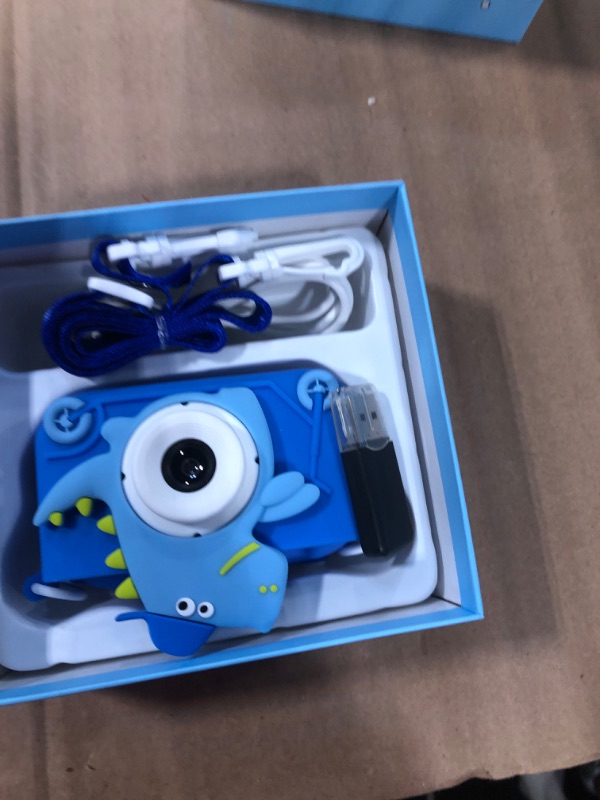 Photo 2 of Dinosaur Kids Camera for Boys Girls, 48MP HD Digital Video Camera for Toddlers Birthday Gifts Toys Childs Kids Selfie Camera with 32GB Card, Built-in Puzzle Games for 3 4 5 6 7 8 9 Years Old (Blue)