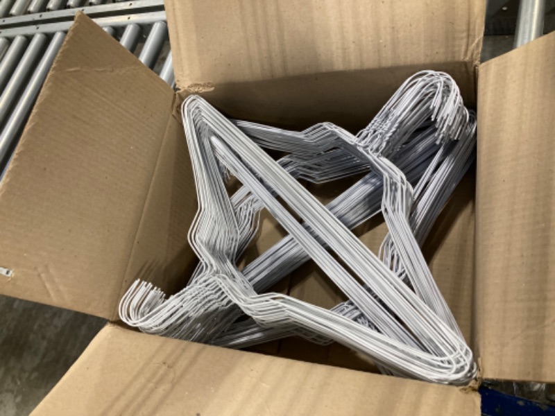 Photo 1 of 200 Wire Hangers - White Metal Hangers in Bulk - 18 Inch Thin Standard Dry Cleaner Coated Steel
