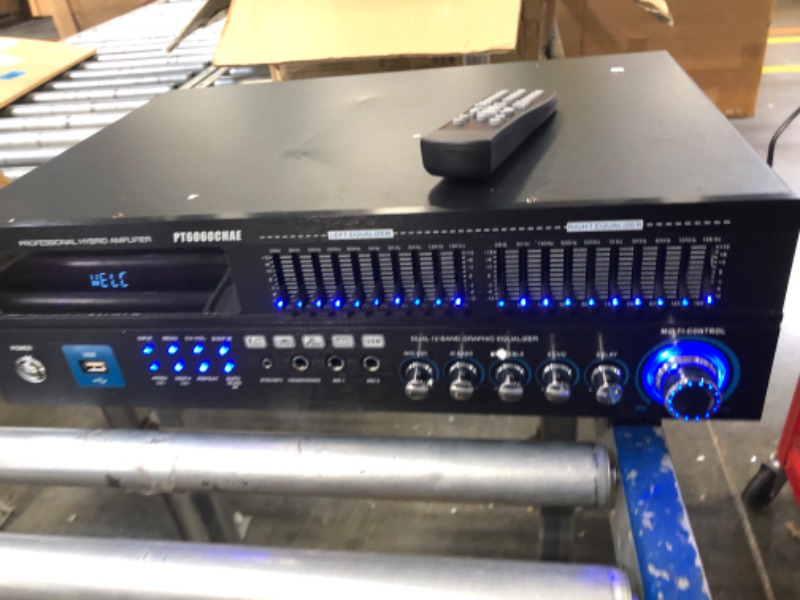 Photo 2 of 6-Channel Bluetooth Hybrid Home Amplifier - 2000W Home Audio Rack Mount Stereo Power Amplifier Receiver w/ Radio, USB/AUX/RCA/Mic, Optical/Coaxial, AC-3, DVD Inputs, Dual 10 Band EQ - Pyle PT6060CHAE 2000 Watt Amplifier