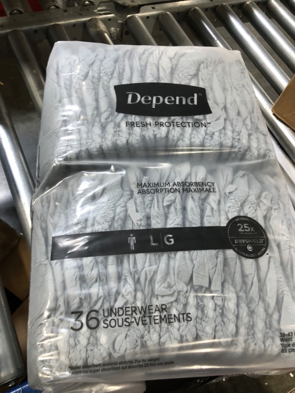 Photo 1 of Depend Fresh Protection Adult Incontinence Underwear for Men (Formerly Depend Fit-Flex), Disposable, Maximum, Large, Grey, 72 Count Large (72 Count)