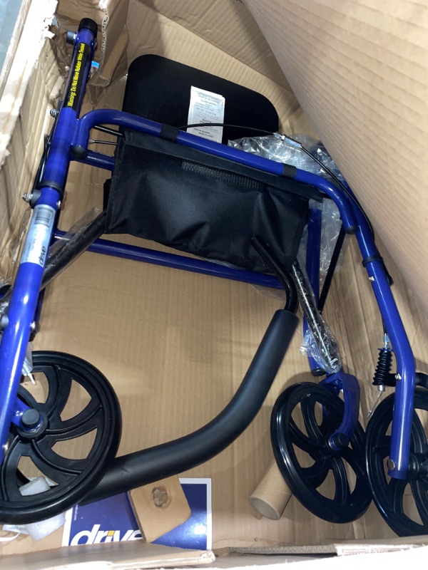 Photo 3 of Drive Medical 10257BL-1 4-Wheel Rollator Walker With Seat & Removable Back Support, Blue