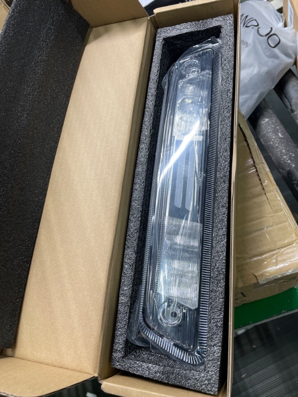 Photo 1 of Partsam Led 3rd Brake Light Replacement for Ford F150 09-14 2009 2010 2011 2012 2013 2014 LED Third Brake Light Clear Rear Cab Roof High Center Mount Brake Stop Tail Cargo Light Lamp(Chrome Housing)