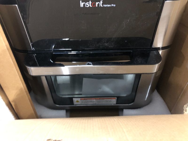 Photo 4 of ****HANDLE DAMAGED//SOLD AS PARTS**** 
Instant Vortex Pro Air Fryer, 10 Quart, 9-in-1 Rotisserie and Convection Oven, From the Makers of Instant Pot with EvenCrisp Technology, App With Over 100 Recipes, 1500W, Stainless Steel 10QT Vortex Pro1023860480
LPN
