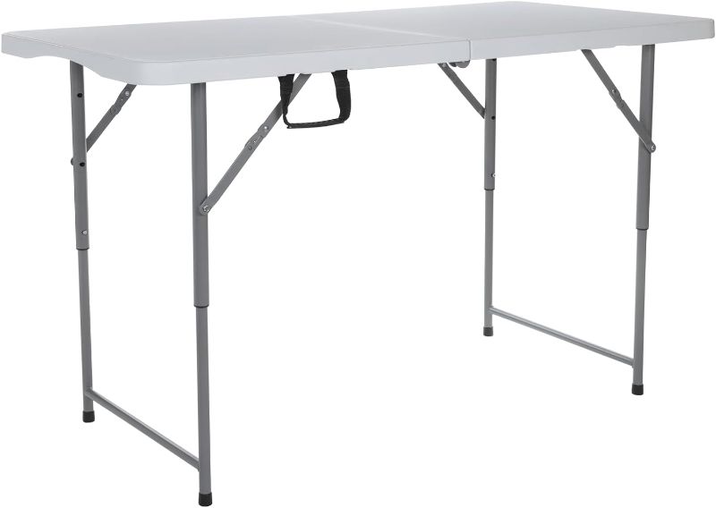Photo 1 of 4FT 122cz Folding Table Portable Heavy Duty Plastic Fold-in-Half Utility Foldable Table White