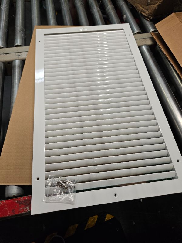 Photo 1 of 25"W x 14"H [Duct Opening Size] Steel Return Air Grille | Vent Cover Grill for Sidewall and Ceiling, White | Outer Dimensions: 26.75"W X 15.75"H
