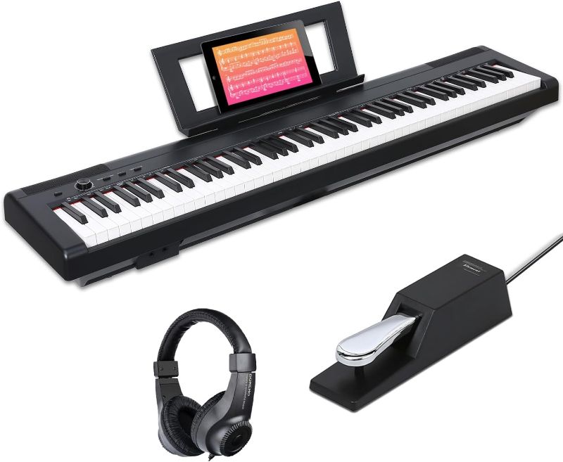 Photo 1 of AODSK Weighted Piano 88-Key Beginner Digital Piano,Full Size Weighted keyboard with Hammer Action,with Sustain Pedal,2x25W Stereo Speakers,MP3 Function,Piano Lessons,Black,S-200
