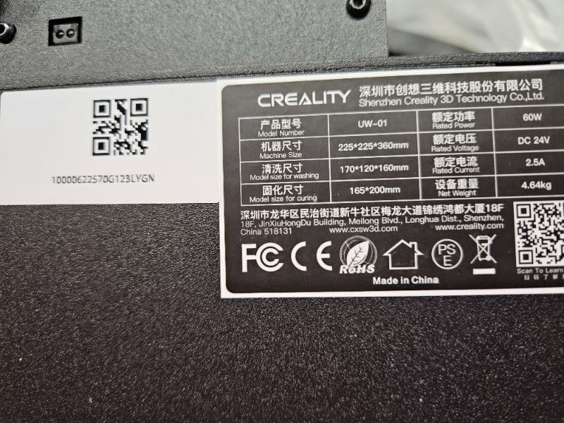 Photo 5 of Creality Wash and Cure Station UW-01 2 in 1 Machine for Creality Resin 3D Printer UV Curing Rotary Box Bucket for LCD/DLP/SLA Washing Size 7.48x6.06x7.87 inches