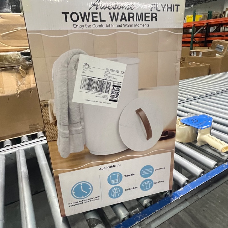 Photo 2 of ***** MAJOR DAMAGED******
**** SELLING AS PARTS*****
FLYHIT Large Towel Warmer for Bathroom - Heated Towel Warmers Bucket, Wood Handle, Auto Shut Off, Fits Up to Two 40"X70" Oversized Towels, Bathrobes, Blankets, PJ's and More