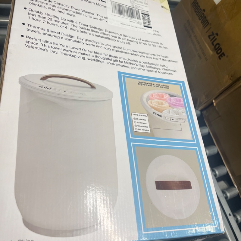 Photo 3 of ***** MAJOR DAMAGED******
**** SELLING AS PARTS*****
FLYHIT Large Towel Warmer for Bathroom - Heated Towel Warmers Bucket, Wood Handle, Auto Shut Off, Fits Up to Two 40"X70" Oversized Towels, Bathrobes, Blankets, PJ's and More