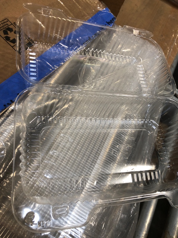 Photo 2 of 100 Pack Clear Plastic Hinged Food Container,Disposable Plastic To Go Containers with Clear Lids,Cake Slice Containers Clamshell Takeout Tray for Sandwiches, Dessert, Cakes, Cookies, Salads