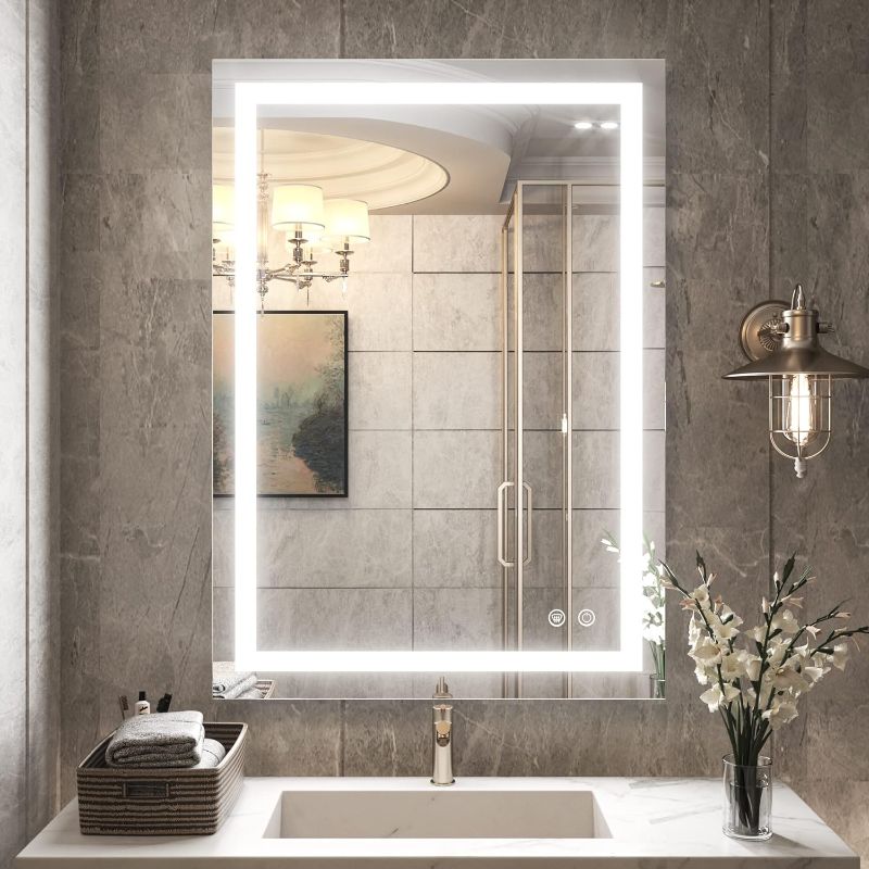 Photo 1 of ETOTE Bathroom LED Lighted Wall Mirror Fashion Bathroom Decor Vanity Mirror Memory Dimmable Touch Switch Control (28X20) Birthday Gift Wedding Gift