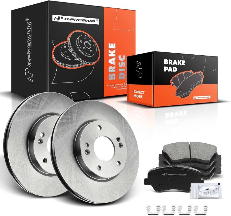 Photo 1 of A-Premium 11.02 inch (280mm) Front Vented Disc Brake Rotors + Ceramic Pads Kit Compatible with Select Hyundai and Kia Models - Elantra, Elantra Coupe, Elantra GT, For Veloster, Forte, Forte Koup
