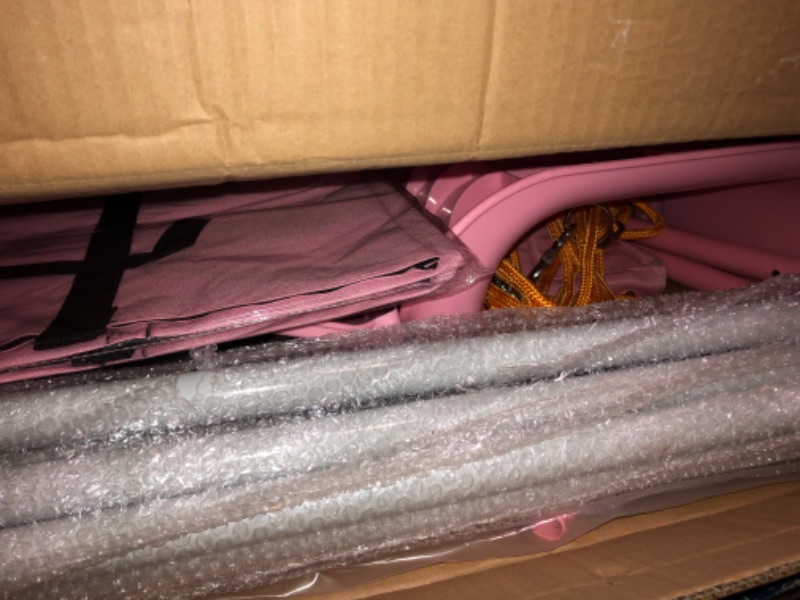 Photo 1 of FUNLIO 2 in 1 Swing Set for Toddler & Baby Jumper, Heavy Duty Kids Swing & Bouncer with 4 Sandbags, Foldable Metal Stand for Indoor/Outdoor Play, Easy to Assemble and Store - Pink