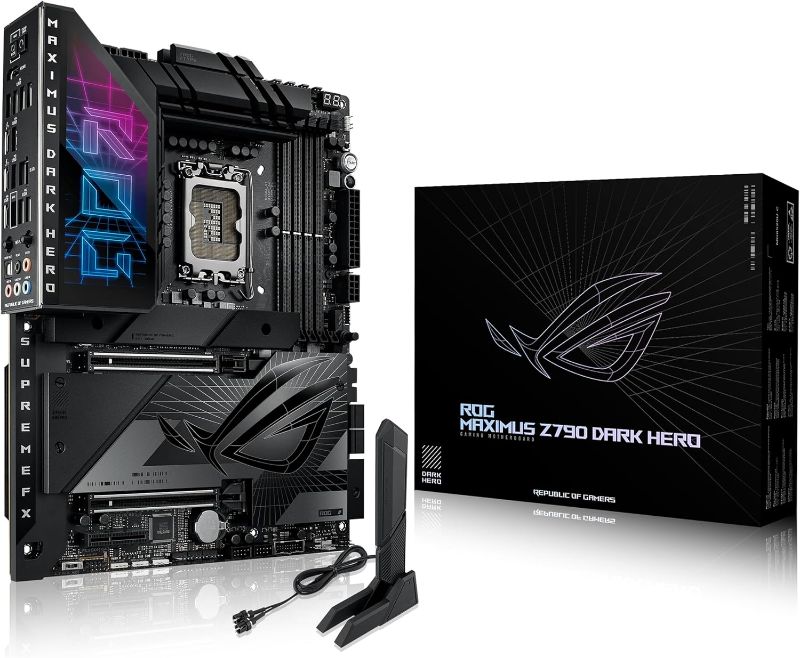 Photo 1 of ASUS ROG Maximus Z790 Dark Hero (WiFi 7) LGA 1700(Intel 14th &13th&12th Gen) ATX Gaming Motherboard(PCIe 5.0x16, 5xM.2 Slots,DDR5,2X Thunderbolt 4 Ports, USB Type-C Front-Panel)
