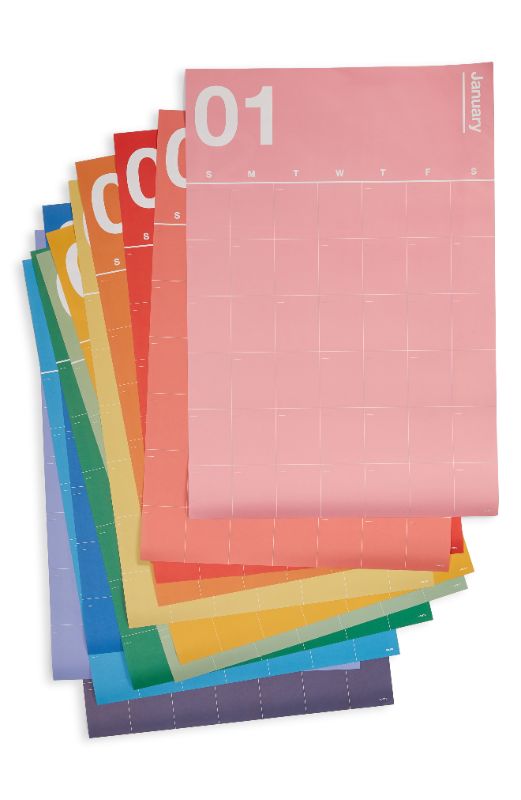 Photo 1 of Poketo - Undated Monthly Vertical Wall Calendar 30" x 20" - 12 Month Minimalist Wall Planner - Monthly Calendar - Eco Friendly Paper - Office Supplies - Ideal for Office & Home - 2023 - Rainbow Combo Rainbow Combo 30” x 20”