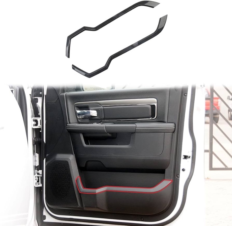 Photo 1 of Carbon Fiber Door Line-Shaped Kick Panels Cover Trim Accessories For 2009-2018 Dodge RAM 1500/2010-2022 RAM 2500 3500(Front Door)