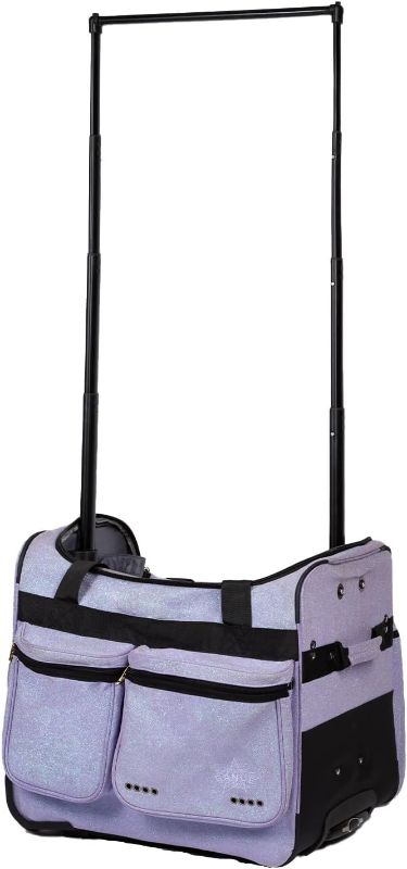 Photo 1 of 20 Inch Dance Bag with Garment Rack Garment Cover, Dance Costumes Rolling Garment Bags for Travel, Garment Duffel Bag for Dancer, Collapsible Competition Bag with Wheels (Purple)