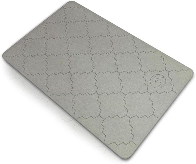 Photo 1 of **MINOR DAMAGE** Diatomite Stone Bath Mat for Bathroom or Kitchen Water Absorbing, Quick-Drying, Non-Slip, Eco-Friendly, Stylish Large Dish Dry Solution Made with Absorbent Diatomaceous Earth Rock - Grey
