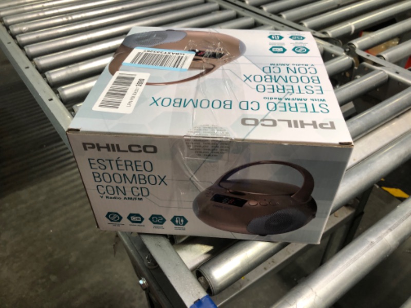 Photo 1 of Philco Portable CD Player Boombox with Speakers and AM FM Radio | Rose Gold Boom Box CD Player Compatible with CD-R/CD-RW and Audio CD | 3.5mm Aux Input | Stereo Sound | LED Display