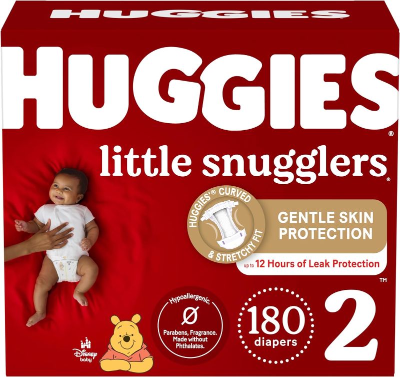 Photo 1 of **3 60 PACKS**Huggies Size 2 Diapers, Little Snugglers Baby Diapers, Size 2 (12-18 lbs), 180 Ct (3 packs of 60), Packaging May Vary
