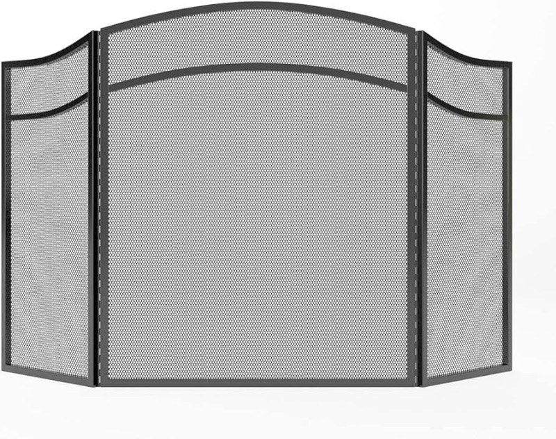 Photo 1 of 
Lizh Metalwork 3 Panels Fireplace Screen with Arch Frame Simple Design 48"(L) x 29"(H),Black